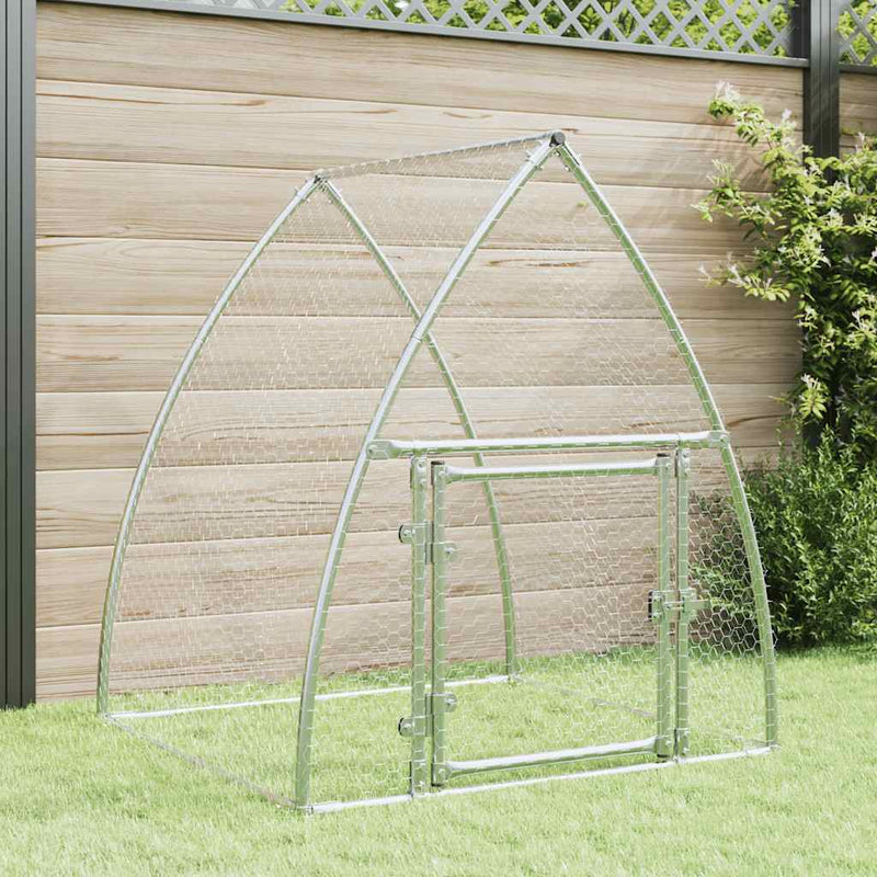 HKM-9106365 Spacious Silver Galvanized Steel Chicken Coop - Ideal for Hens, Ducks, and Small Animals