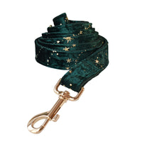 HKM-9106749 Green Star Fleece Dog Collar with Bow Tie - All Season Casual Cotton Design for Dogs in Sizes S, M, L, XL