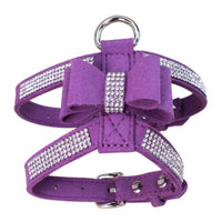 HKM-9107005 Sparkling Rhinestone Pet Harness for Dogs and Cats - Velvet Material, Multiple Sizes Available