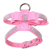 HKM-9107005 Sparkling Rhinestone Pet Harness for Dogs and Cats - Velvet Material, Multiple Sizes Available
