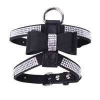 HKM-9107005 Sparkling Rhinestone Pet Harness for Dogs and Cats - Velvet Material, Multiple Sizes Available