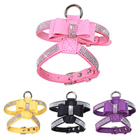 HKM-9107005 Sparkling Rhinestone Pet Harness for Dogs and Cats - Velvet Material, Multiple Sizes Available