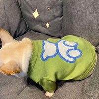 HKM-9107133 Cozy Blue Bear Dog Sweater for Pugs and Corgis - Autumn/Winter Wear