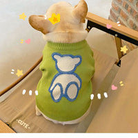 HKM-9107133 Cozy Blue Bear Dog Sweater for Pugs and Corgis - Autumn/Winter Wear