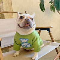 HKM-9107133 Cozy Blue Bear Dog Sweater for Pugs and Corgis - Autumn/Winter Wear