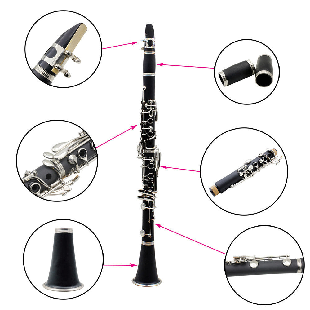 HKM-910803 Bakelite Nickel-Plated 17-Key Clarinet for Beginners