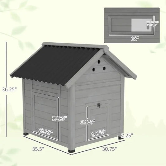HKM-9108413 Light Gray Fir Wood Duck House with Removable Bottom and Easy Access Doors