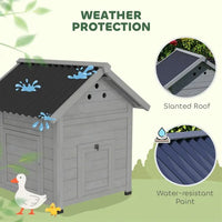 HKM-9108413 Light Gray Fir Wood Duck House with Removable Bottom and Easy Access Doors