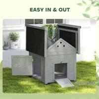 HKM-9108413 Light Gray Fir Wood Duck House with Removable Bottom and Easy Access Doors
