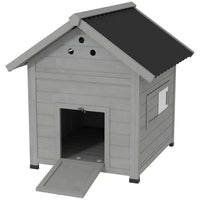 HKM-9108413 Light Gray Fir Wood Duck House with Removable Bottom and Easy Access Doors