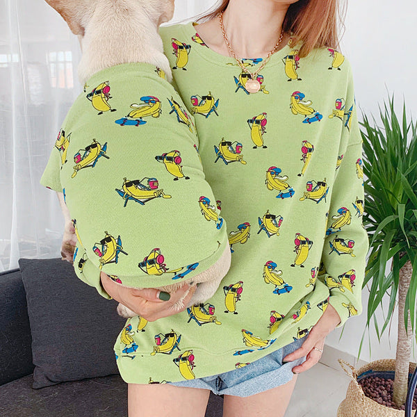 HKM-9109821 Matching Pet and Owner Casual Outfit - Elastic Two-Legged Clothing Set in Various Sizes