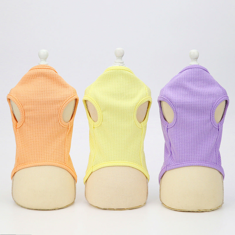 HKM-9110333 Embroidered Cotton Dog Vest in Pink, Yellow, and Purple – Sizes S to XXL