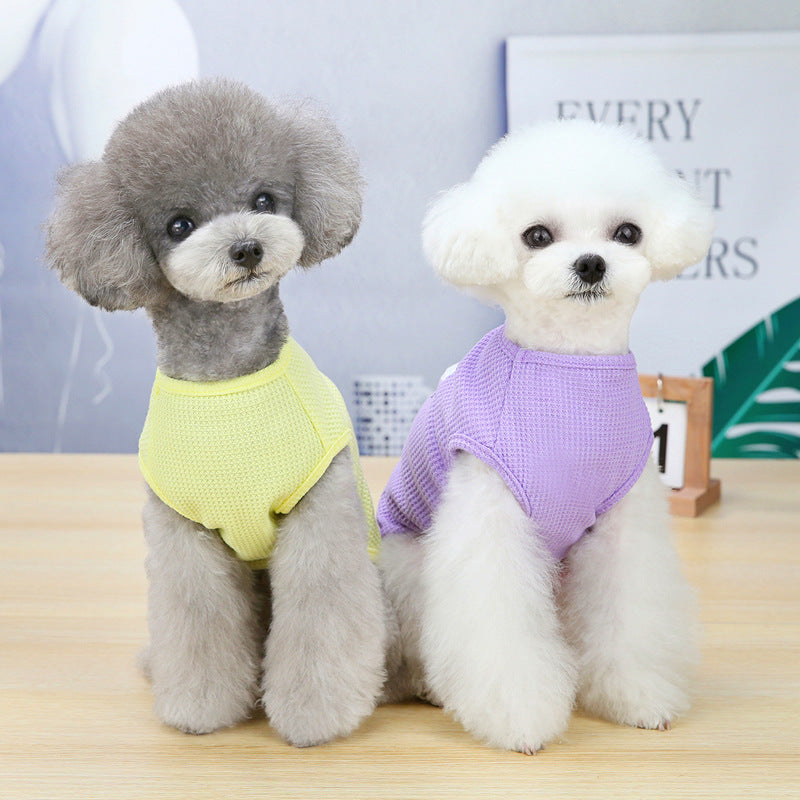 HKM-9110333 Embroidered Cotton Dog Vest in Pink, Yellow, and Purple – Sizes S to XXL