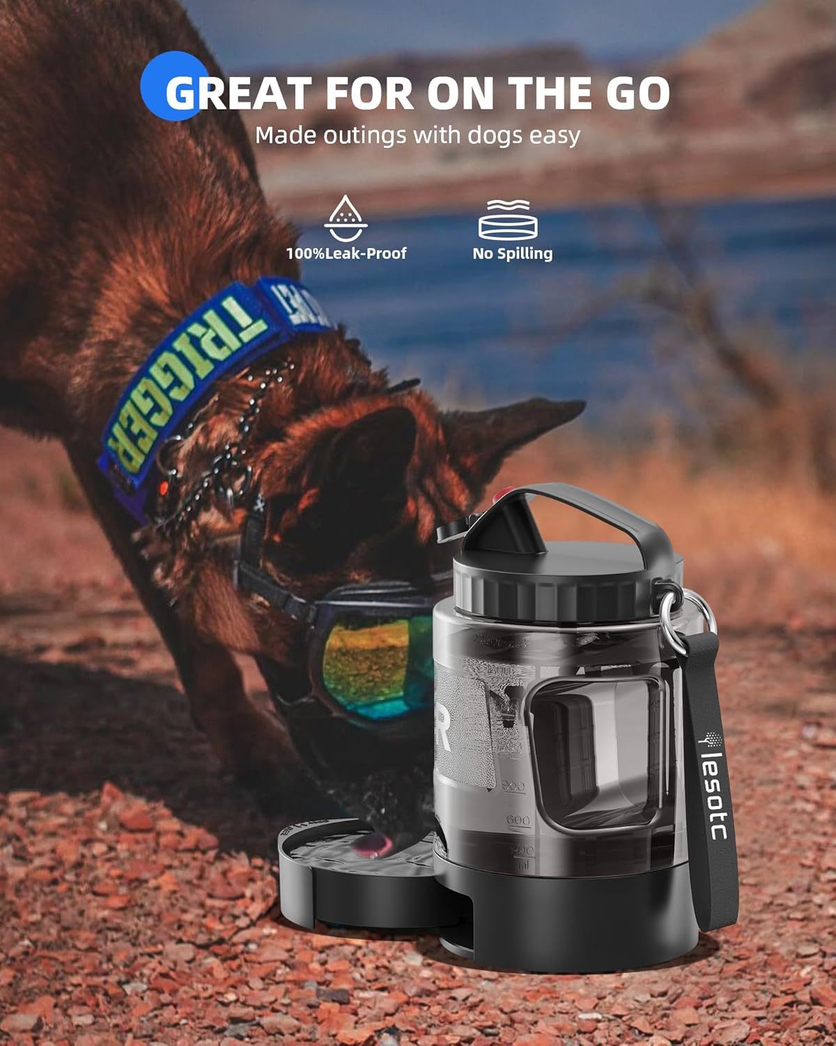 HKM-9110589 Portable Dog Water Bottle with Pull-out Bowl ¨C Ideal for Outdoor Activities, Road Trips, and Parks