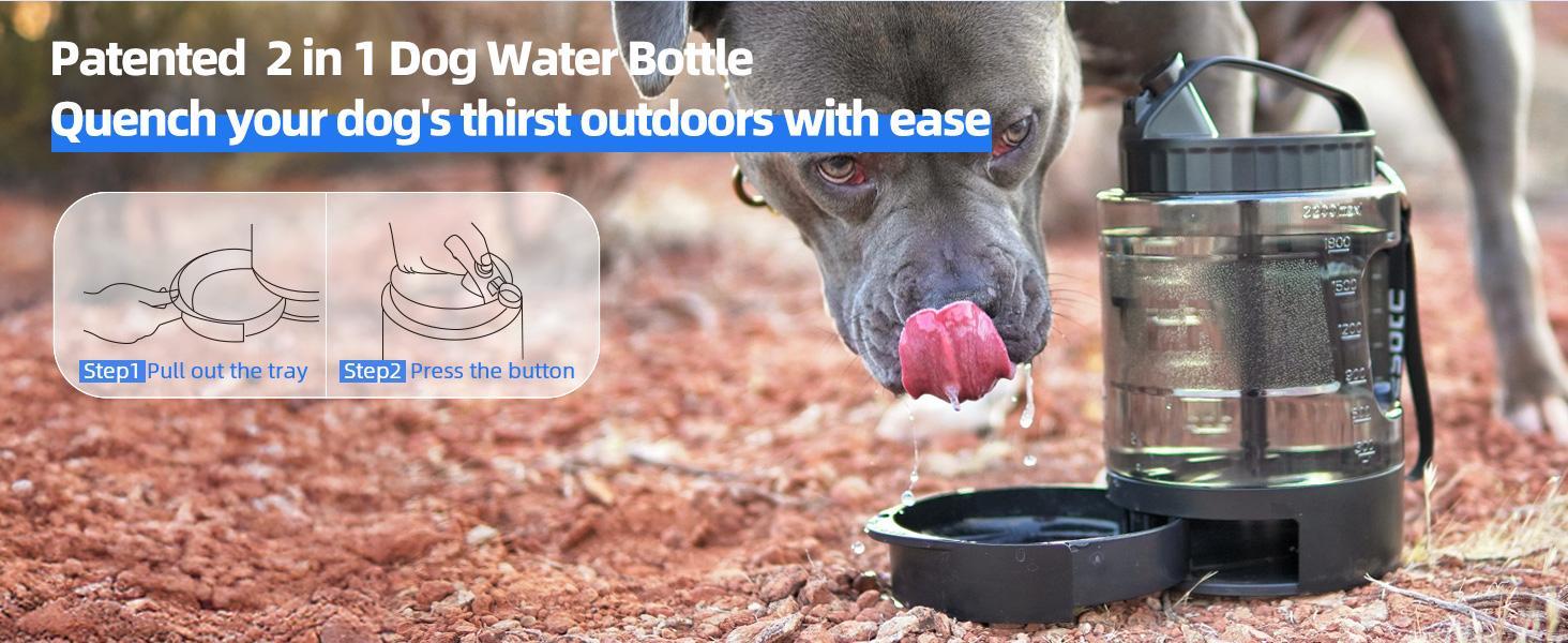 HKM-9110589 Portable Dog Water Bottle with Pull-out Bowl ¨C Ideal for Outdoor Activities, Road Trips, and Parks