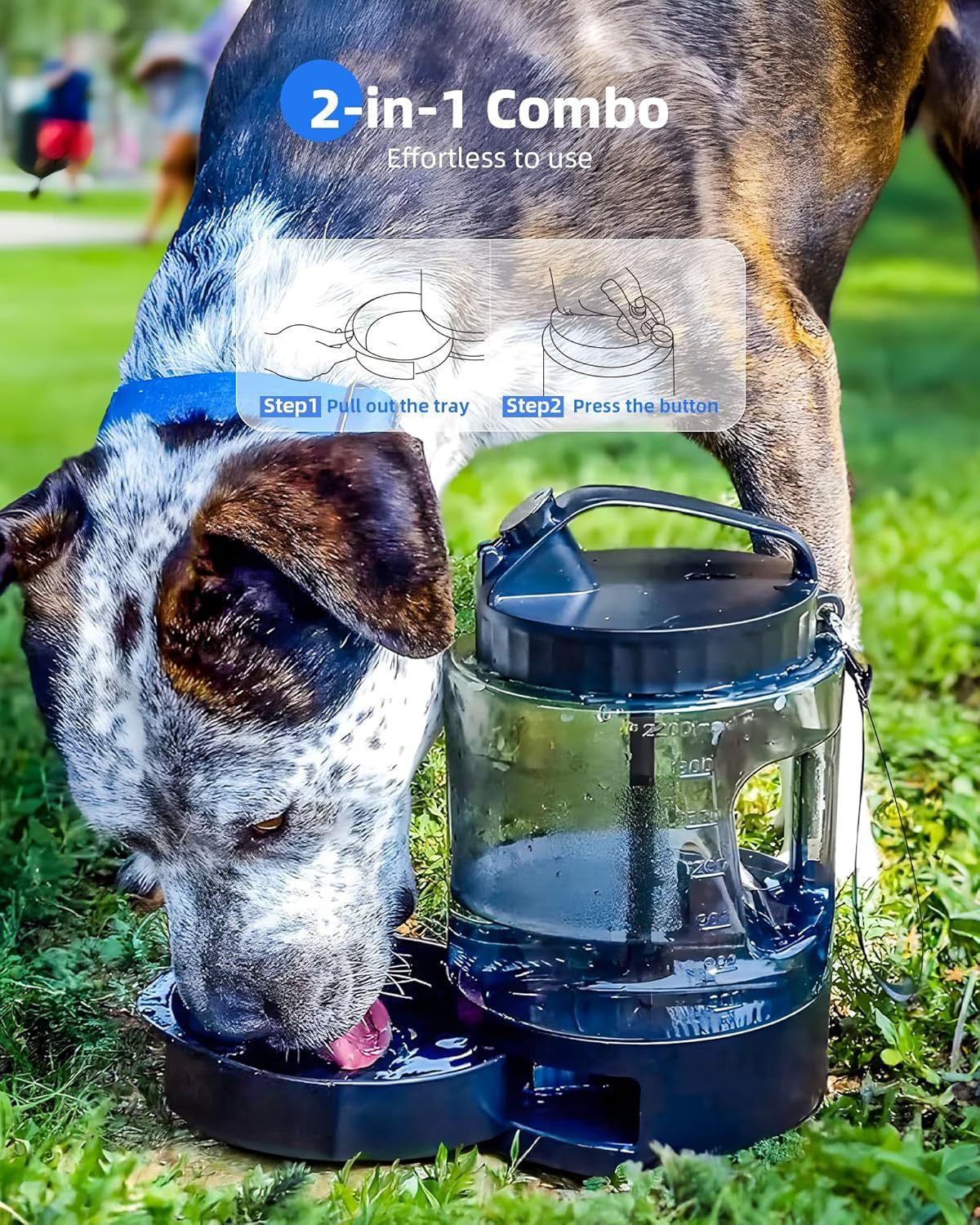 HKM-9110589 Portable Dog Water Bottle with Pull-out Bowl ¨C Ideal for Outdoor Activities, Road Trips, and Parks