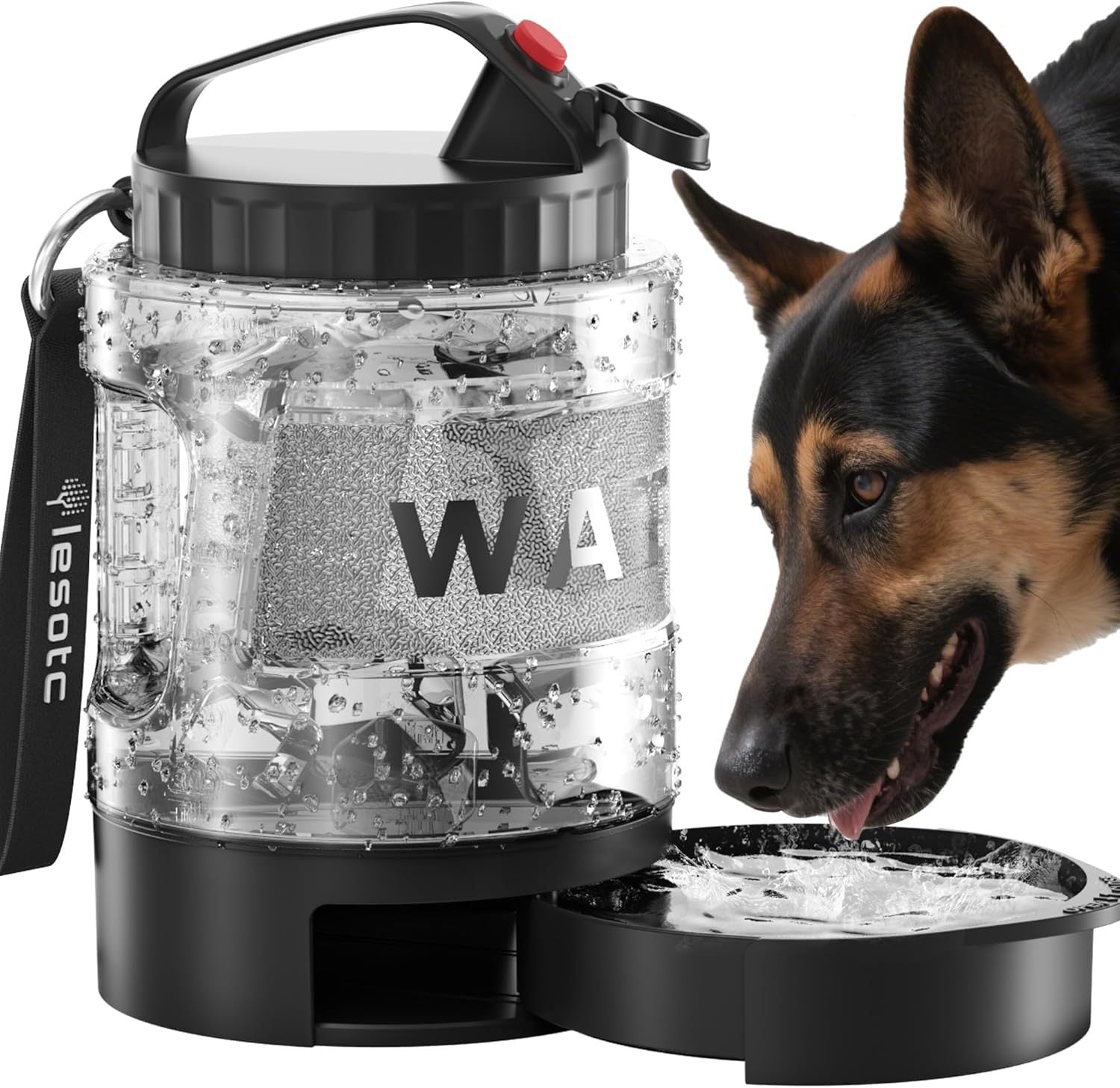 HKM-9110589 Portable Dog Water Bottle with Pull-out Bowl ¨C Ideal for Outdoor Activities, Road Trips, and Parks