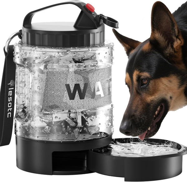 HKM-9110589 Portable Dog Water Bottle with Pull-out Bowl ¨C Ideal for Outdoor Activities, Road Trips, and Parks