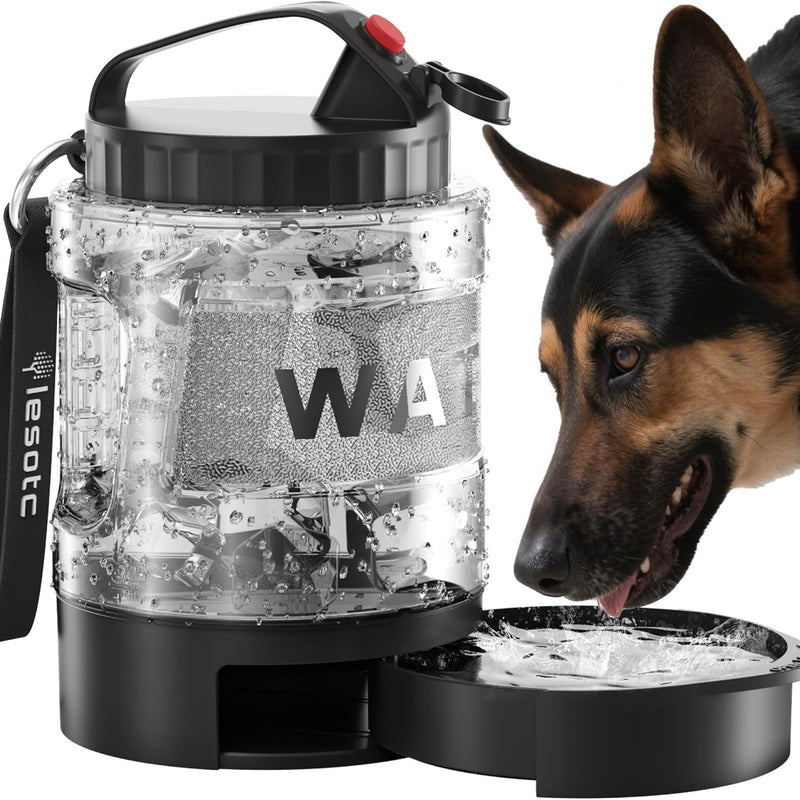 HKM-9110589 Portable Dog Water Bottle with Pull-out Bowl ¨C Ideal for Outdoor Activities, Road Trips, and Parks