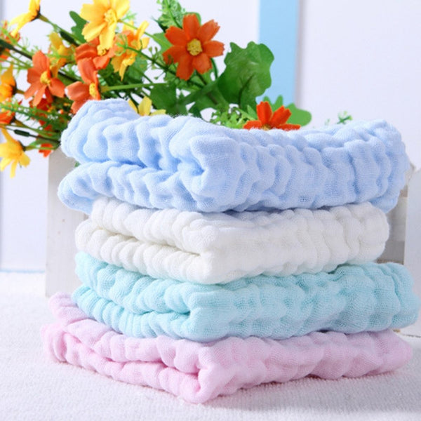 HKM-911123 Cotton Washed Gauze Baby Towel - Hypoallergenic, Eco-Friendly, Soft & Absorbent (28x28cm)