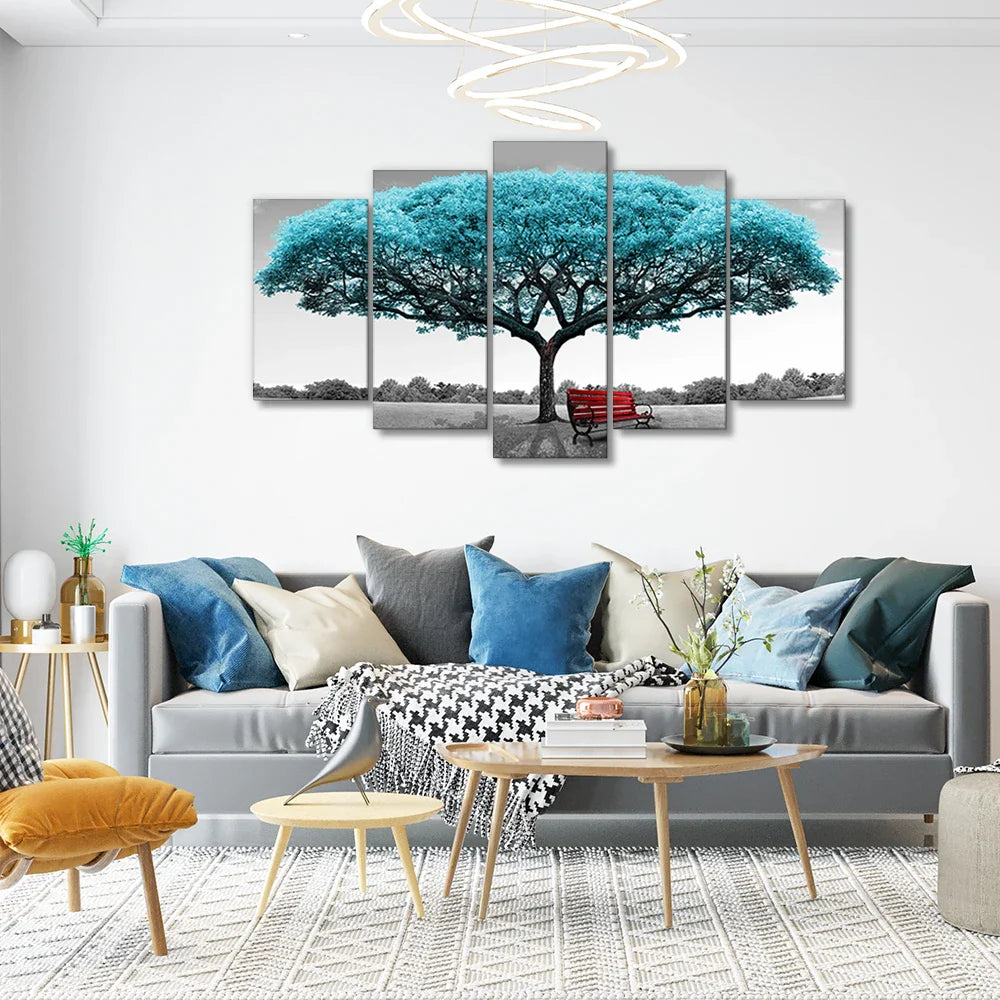 HKM-911123 Modern 5-Piece Canvas Artwork of Trees for Contemporary Home Decor