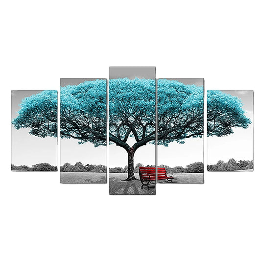 HKM-911123 Modern 5-Piece Canvas Artwork of Trees for Contemporary Home Decor