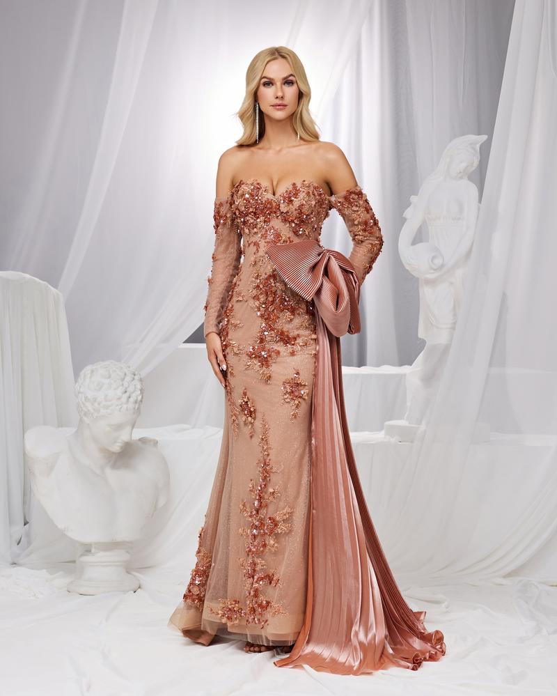 HKM-911251 Elegant Brown Evening Dress for Women - Style EZ25184