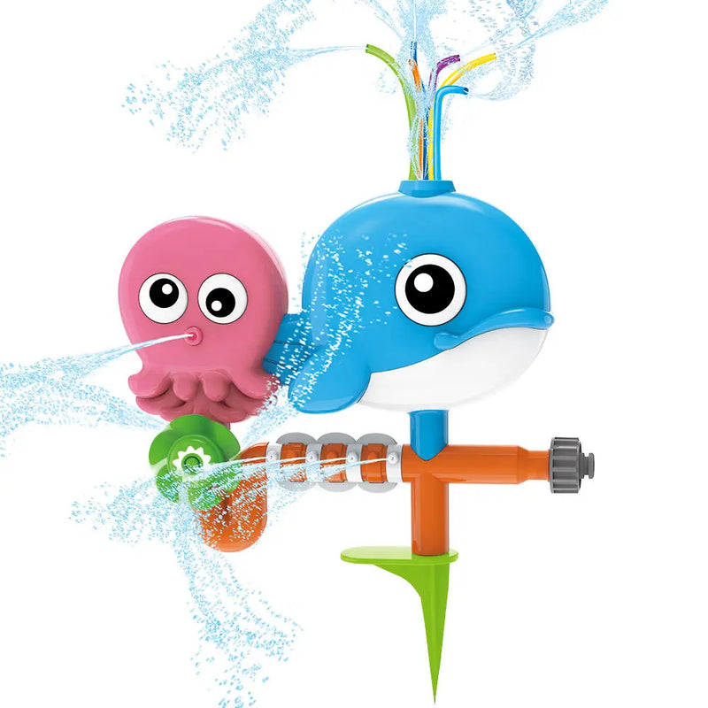 HKM-911379 Ocean Animal Outdoor Water Spray Sprinkler Toy for Kids, Eco-Friendly Plastic Fun for Ages 2 and Up
