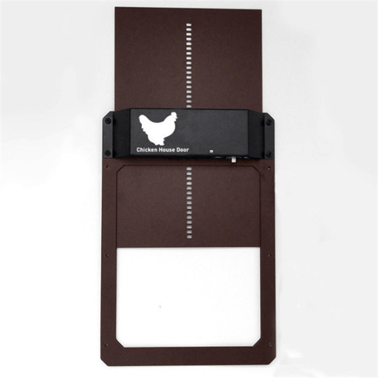 HKM-9114173 Automatic Chicken Coop Pet Door in Brown and Red Plastic