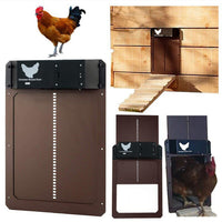 HKM-9114173 Automatic Chicken Coop Pet Door in Brown and Red Plastic