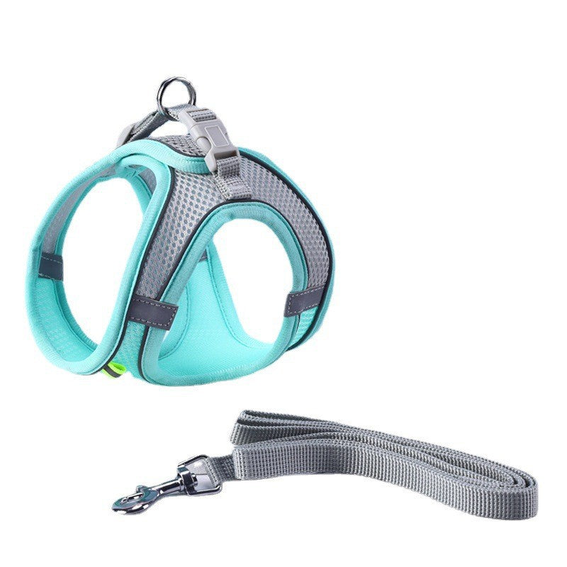 HKM-9114301 Universal Breathable Mesh Reflective Adjustable Pet Harness with 1.5m Rope - Available in Multiple Colors