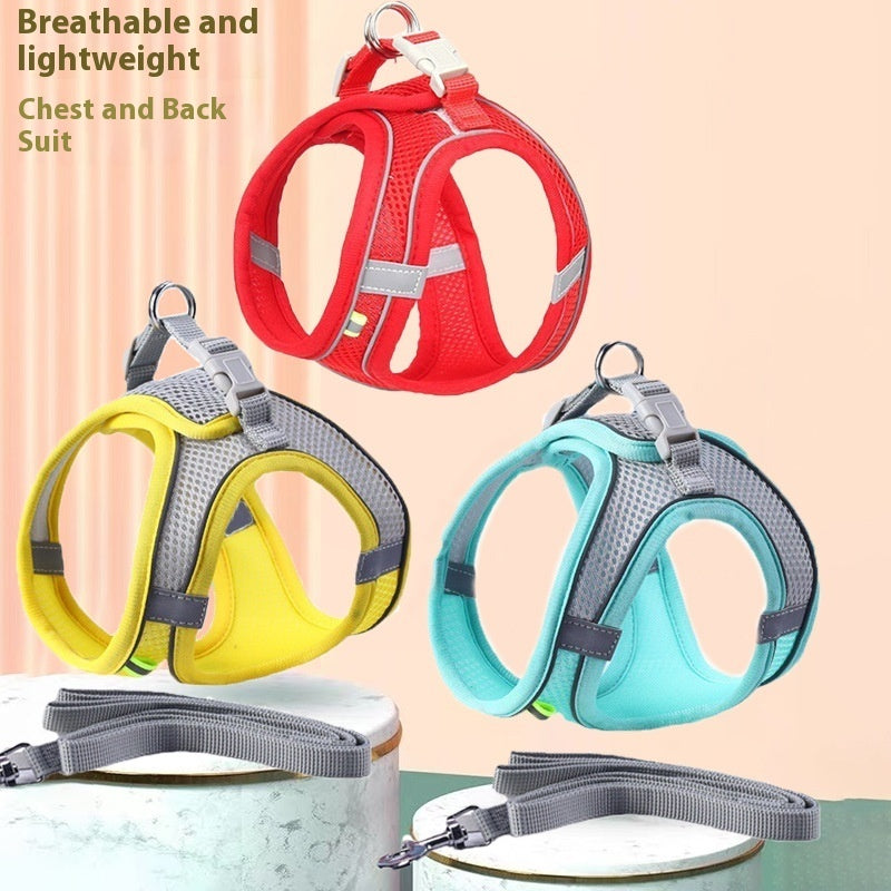 HKM-9114301 Universal Breathable Mesh Reflective Adjustable Pet Harness with 1.5m Rope - Available in Multiple Colors