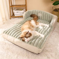 HKM-9114557 Cozy Polyester Winter Pet Mattress for Cats and Dogs in Green