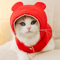 HKM-9114941 Thickened Vest for Cats - Anti-Lint Muppet Fabric in Drow Red and Beca Yellow - Casual Wear for British Shorthair and Other Breeds