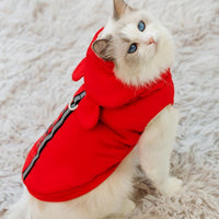 HKM-9114941 Thickened Vest for Cats - Anti-Lint Muppet Fabric in Drow Red and Beca Yellow - Casual Wear for British Shorthair and Other Breeds