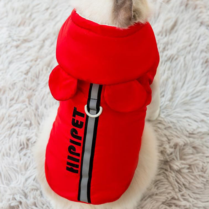 HKM-9114941 Thickened Vest for Cats - Anti-Lint Muppet Fabric in Drow Red and Beca Yellow - Casual Wear for British Shorthair and Other Breeds