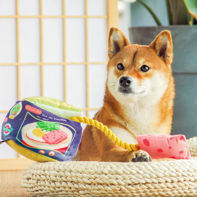 HKM-9115325 Bite-Resistant Luncheon Meat Pet Toy for Cats and Dogs - Cotton Rope Chewing Puzzle with Sound