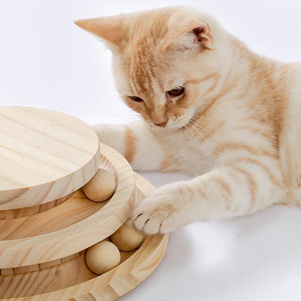 HKM-9115965 Indoor Multi-Activity Cat Playground with Scratch Post, Soft Groomer, and Ball Track