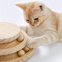 HKM-9115965 Indoor Multi-Activity Cat Playground with Scratch Post, Soft Groomer, and Ball Track