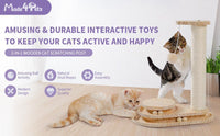 HKM-9115965 Indoor Multi-Activity Cat Playground with Scratch Post, Soft Groomer, and Ball Track