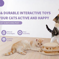 HKM-9115965 Indoor Multi-Activity Cat Playground with Scratch Post, Soft Groomer, and Ball Track