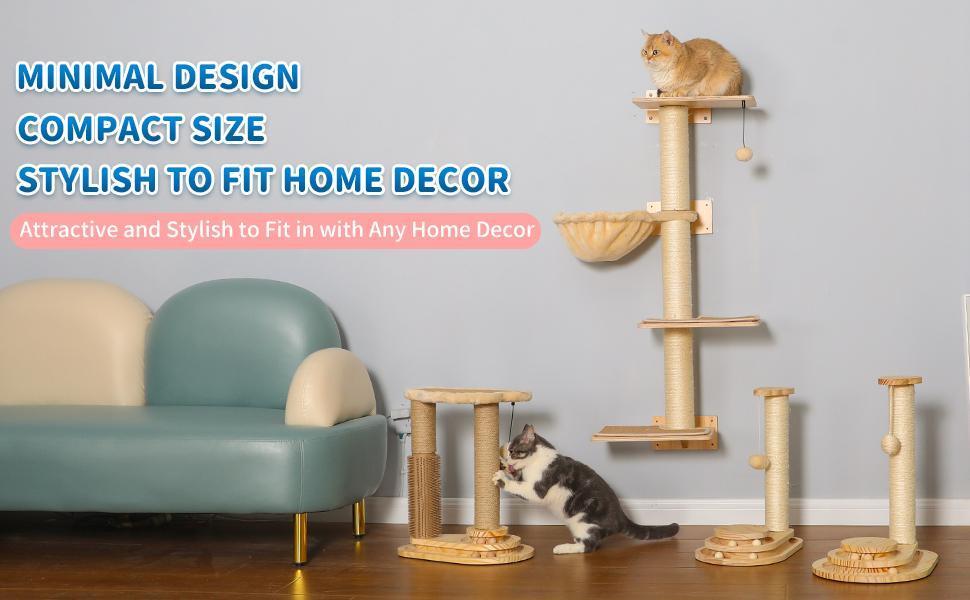 HKM-9115965 Indoor Multi-Activity Cat Playground with Scratch Post, Soft Groomer, and Ball Track