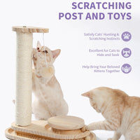 HKM-9115965 Indoor Multi-Activity Cat Playground with Scratch Post, Soft Groomer, and Ball Track