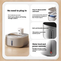 HKM-9116349 Smart Wireless Charging Stainless Steel Pet Water Dispenser 3.2L