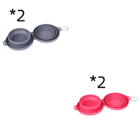HKM-9116477 Foldable Double Bowl for Dogs and Cats - Portable Collapsible Silicone Feeding Bowl with No-Spill Mat