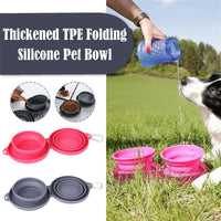 HKM-9116477 Foldable Double Bowl for Dogs and Cats - Portable Collapsible Silicone Feeding Bowl with No-Spill Mat