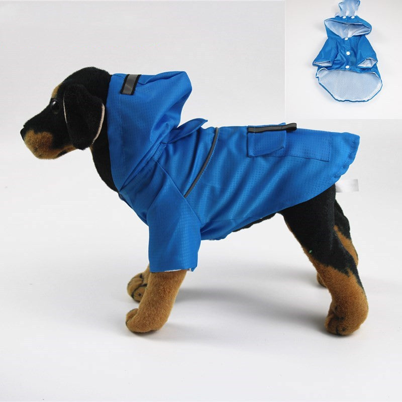 HKM-9116861 Double-Layered Hooded Dog Raincoat with Pockets in Fluorescent Colors