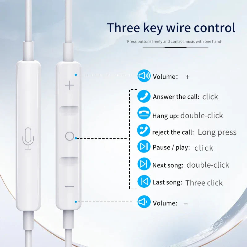 HKM-911699 Wired Stereo Earbuds with Microphone and Volume Control for 3.5mm Devices