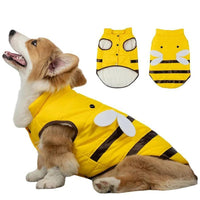 HKM-911763 Warmly Dog Coat with Turtleneck for Cold Weather, Cute Bee Design, Polyester and Velvet, Sizes XS-XL