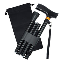 HKM-911891 Aluminum Alloy Folding Crutches with Wooden Handle - Four Section Design